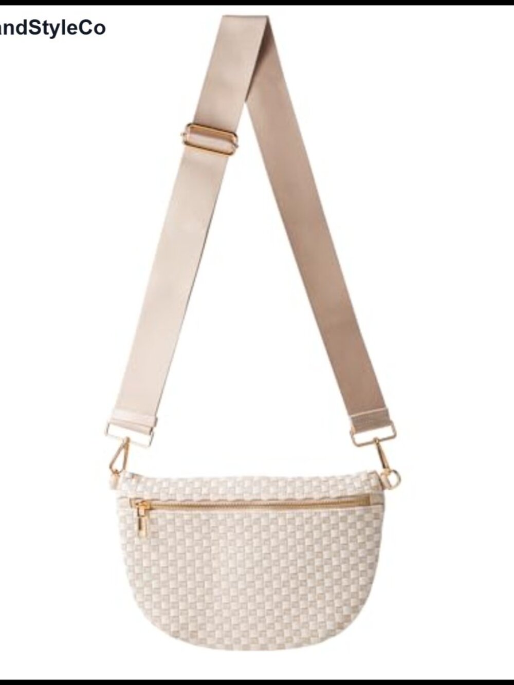 Woven Crossbody Bag Vegan Leather Checkered Sling Purse Adjustable Strap